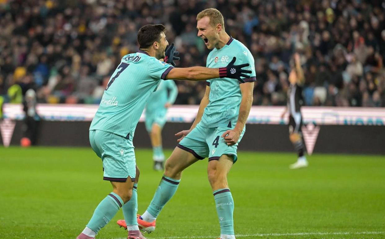 博洛尼亚3-0客场大胜乌迪内斯,高压逼抢制胜,升至意甲第三